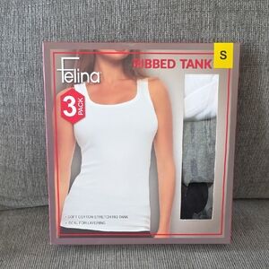 Felina 3-Pack Ribbed Tank - Classic White, Gray, & Black, New, Size Small.